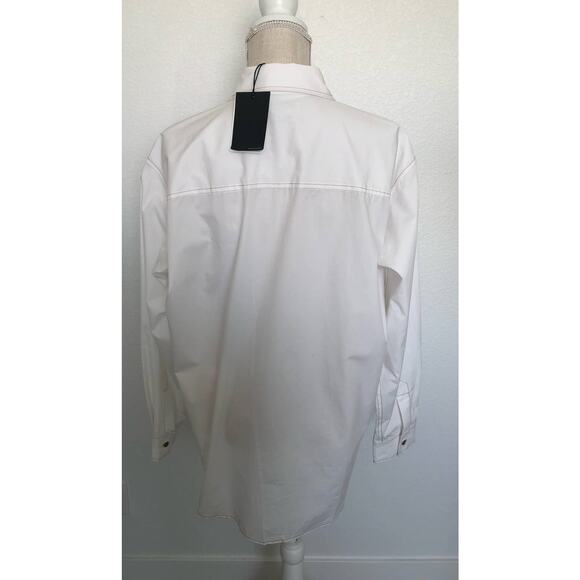 Re/Done White Oversized Contrast Stitching Cotton Buttondown Shirt - M - Picture 6 of 9